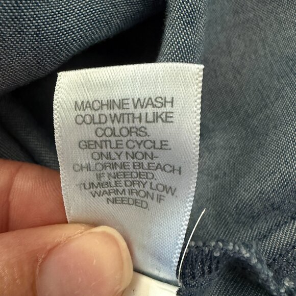 J. Jill Chambray Denim Shirt Dress Button Front Long Sleeve Casual Midi-Size L - Picture 9 of 13